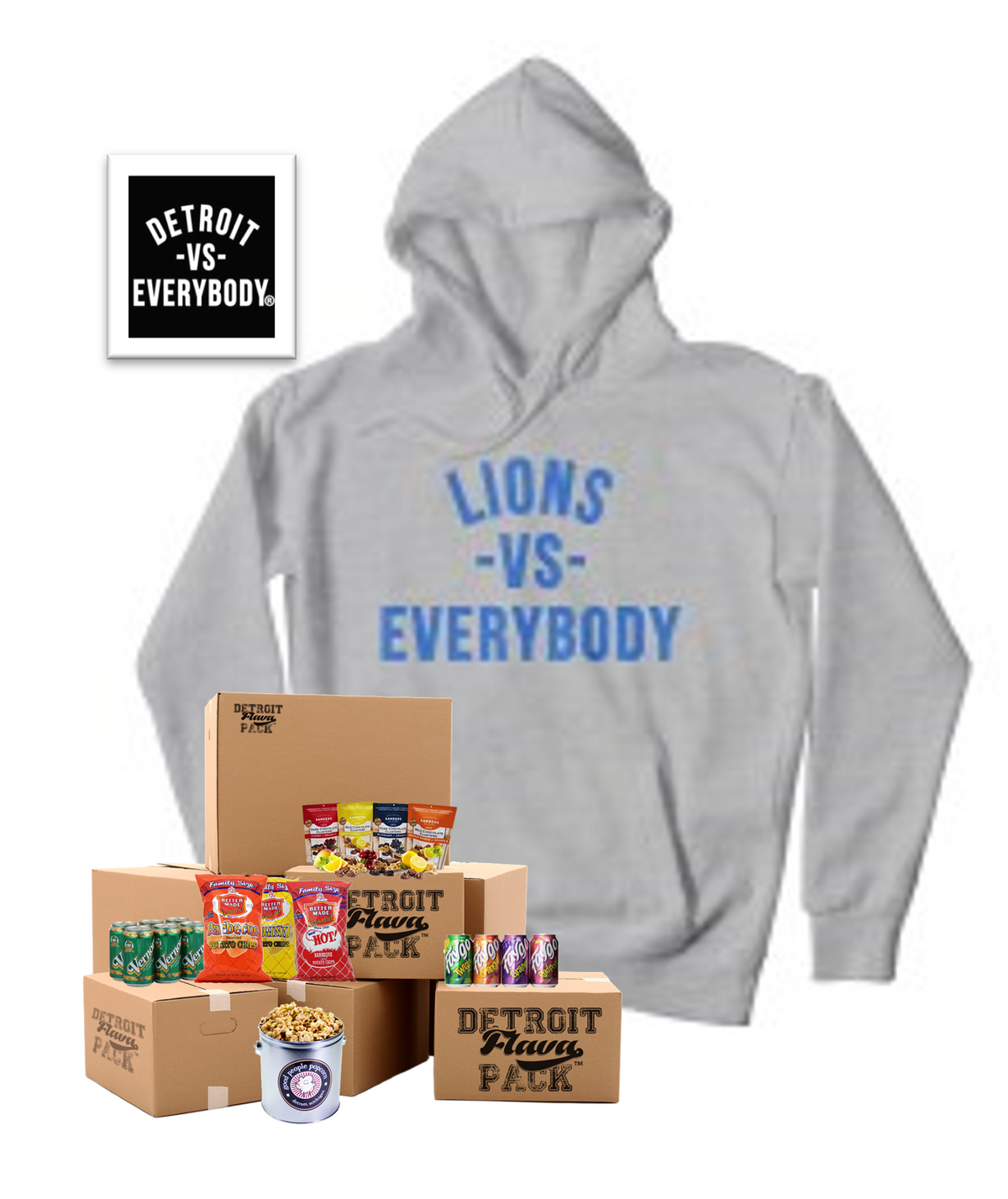 LIONS VS EVERYBODY® Grey Detroit Lions Hoodie Pack *** Now Available